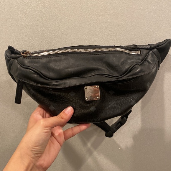MCM Black Leather Fanny Crossbody Bum Bag - Picture 10 of 10